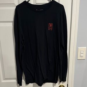 TB12 Under Armour Men's Black Long Sleeve Tee with Red Logo